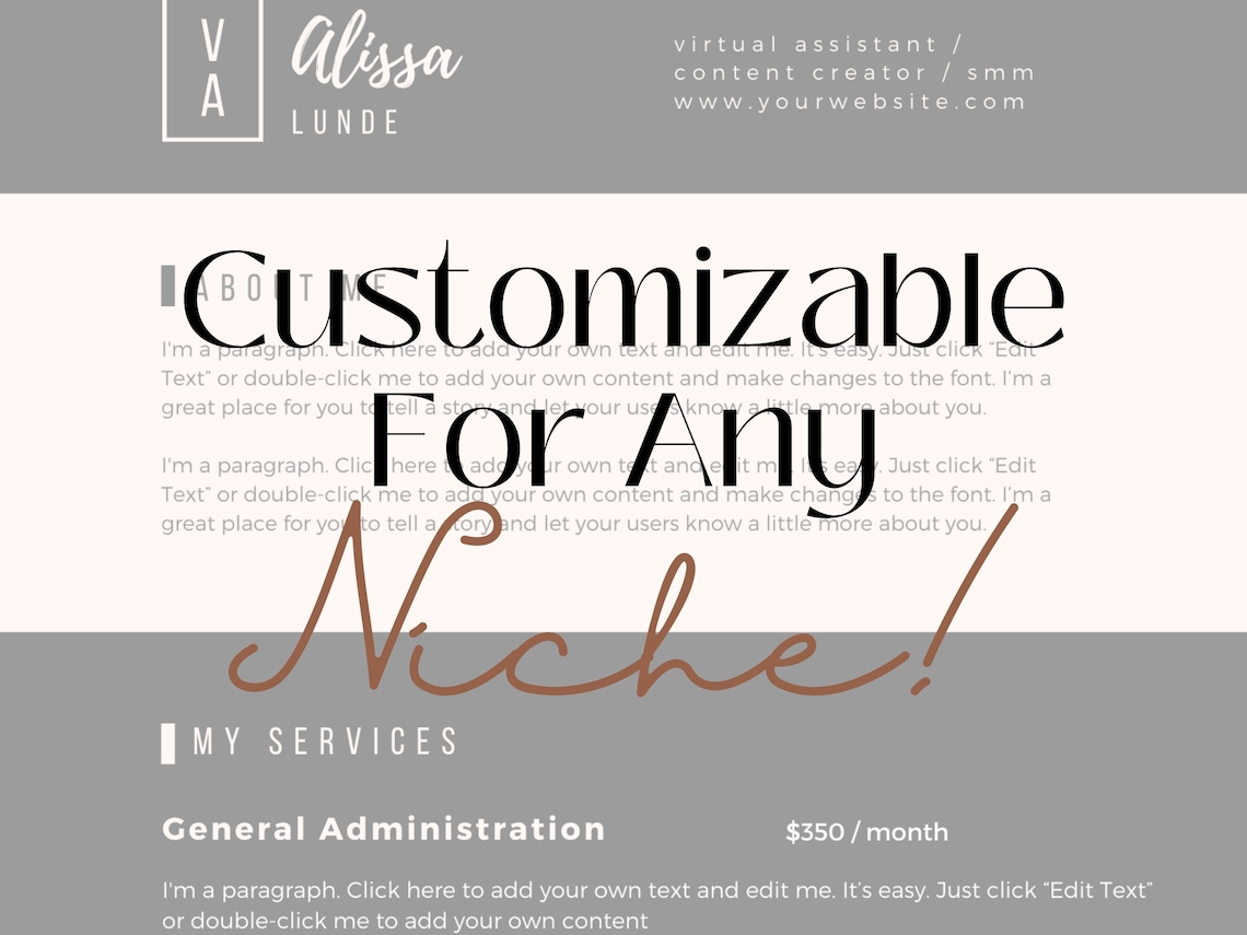 Media Kit Virtual Assistant Media Kit Services Media Kit Etsy