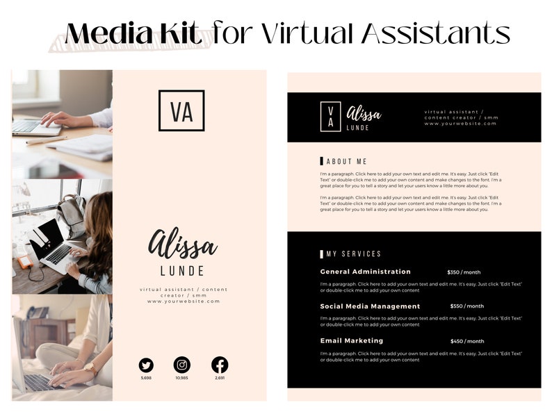 Media Kit Virtual Assistant Media Kit Services Media Kit Etsy