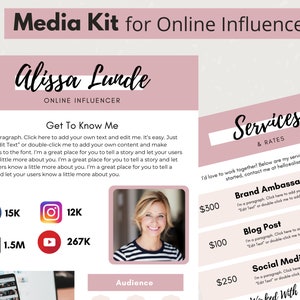 Media Kit, Influencer Media Kit, Canva Media Kit Template, Canva Template, Online Media Kit, Media Kit Template, Rate Sheet Template, Canva