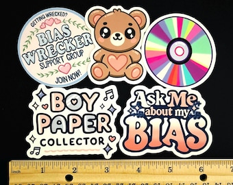 K Pop Bias Cute Vinyl Stickers - Bias, Bias Wrecker, Photo Cards, PC, Teddy Bear, CD, Gifts for Stray Kids Bts Ateez Svt Txt Fans SKZ