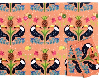 Toucan Gift Wrap: Tropical Bird & Pineapple Design