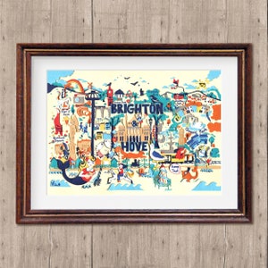 Brighton & Hove Illustrated Map Art Print: Quirky Seaside Souvenir