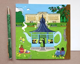 Weston Park Card - Sheffield Greeting Cards - Teapot Greeting Card - Sheffield Parks - Sheffield Illustration - Bandstand Art