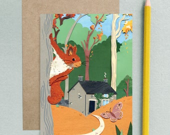 Red Squirrel Greeting Card - Red Squirrel Illustration - Animal Greeting Card - Kids Greeting Card - Autumn Greeting Card