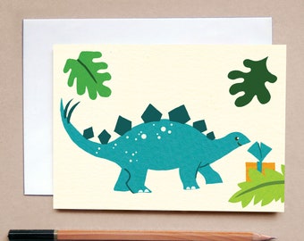 Dinosaur Greetings Card - Unisex New Baby Card - Dinosaur Baby Card - Dinosaur Birthday Card - Stegosaurus Greeting Card