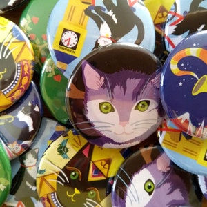 Cat Badge Pin - Cute Badge Pin- Animal Badge Pin - Wearable Art