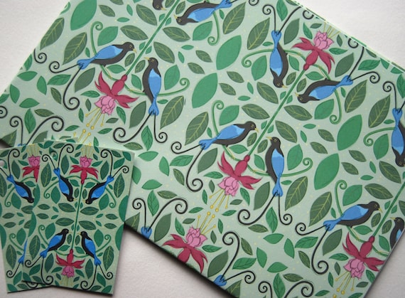 Tropical Bird Gift Wrap: William Morris Vintage Floral Recycled Paper