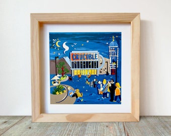 Sheffield Crucible Theatre Art - Sheffield Art - Sheffield Print - Sheffield Gift - Snooker Gift - Home of Snooker Art