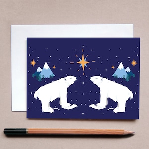 Polar Bear Christmas Card - Bear Christmas Card - Polar Wildlife Christmas Card - Winter Animals Christmas Cards