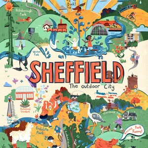 Sheffield Greeting Card Sheffield Map Map Illustration Sheffield Parks Greeting Card Map for Kids image 2