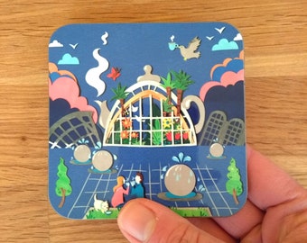 Winter Gardens Coaster - Sheffield Coaster - Sheffield Gifts - Sheffield Landmarks - Sheffield Present- Winter Gardens Art