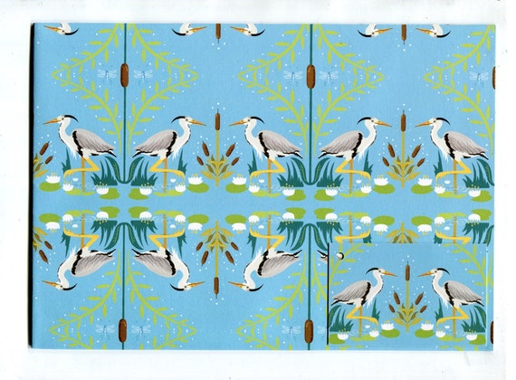 Heron Gift Wrap - Bird Wrapping Paper - Heron Wrapping Paper - Nature Wrapping Paper - Vintage Wrapping Paper