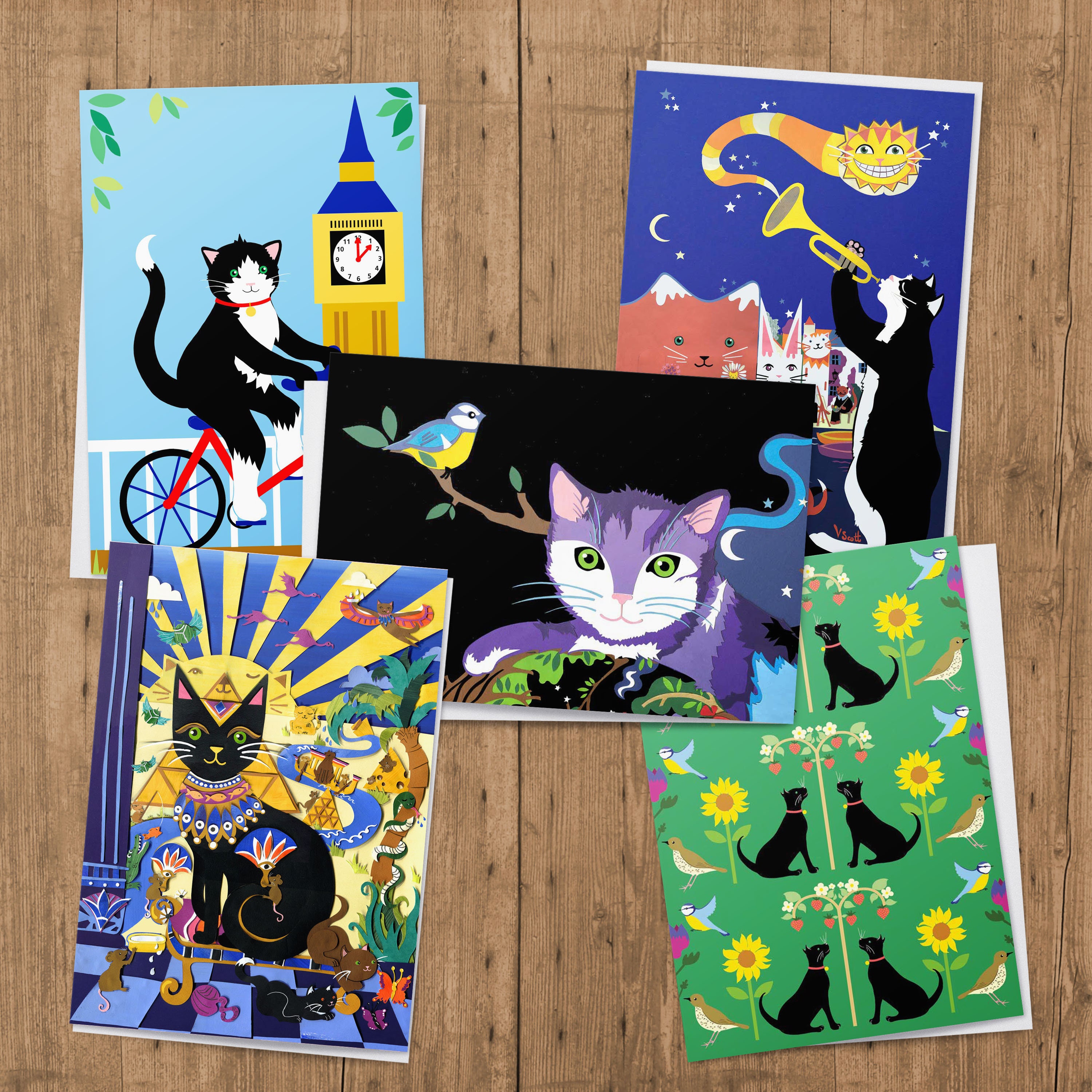 Cat Greetings Card Multi Pack Cat Greeting Cards Any 5 Cat Etsy UK