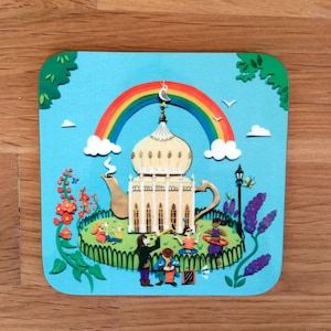 Brighton Pavilion Teapot Coaster: Illustrated UK Landmark Gift