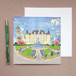 Carte de voeux Peace Gardens - Cartes de voeux de l'hôtel de ville de Sheffield - Carte de voeux de printemps - Carte pour elle