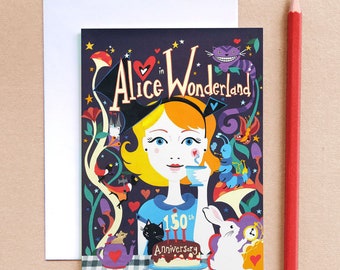 Alice in Wonderland Card: Cheshire Cat, Magical Birthday