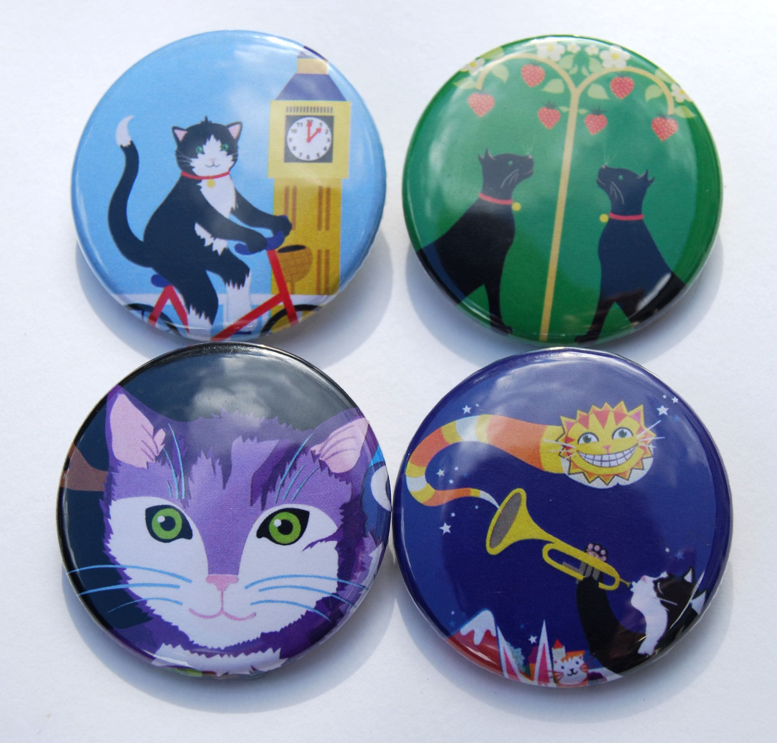 Cat Badge Pin - Cute Badge Pin- Animal Badge Pin - Wearable Art - Etsy UK
