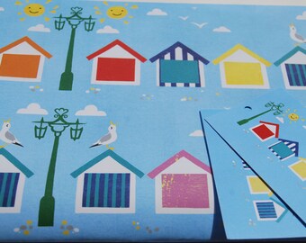 Beach Hut Wrapping Paper - Brighton Gift Wrap - Beach Hut Gift Wrap - Recycled Wrapping Paper - Seaside gift wrap - Seagull Gift Wrap