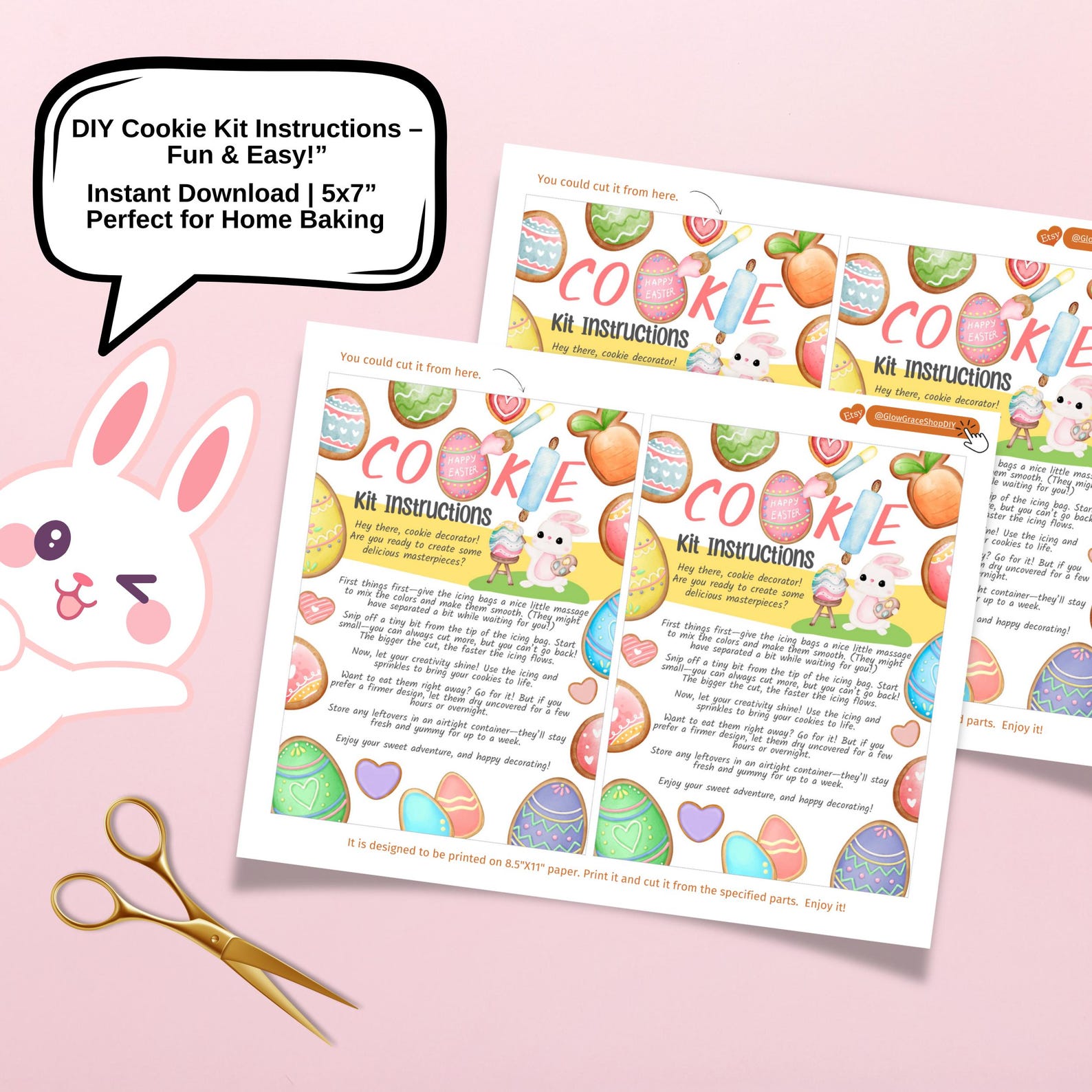 Printable DIY Cookie Kit Instructions Card, Decorate Your Own Easter ...