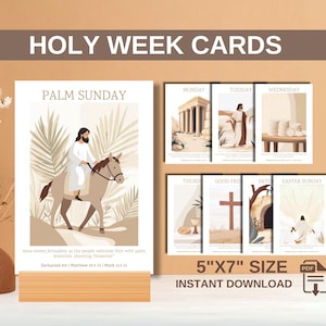 Tarjetas imprimibles de historias de Pascua de Semana Santa, decoración centrada en Jesús, tarjetas cristianas de Pascua, hogar cristiano, descarga instantánea