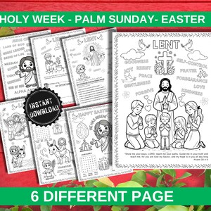 Printable Holy Week Easter Coloring and Activity Pages, Lent Story Sunday School Craft, Christian Kids Church Bible Verse Instant Download