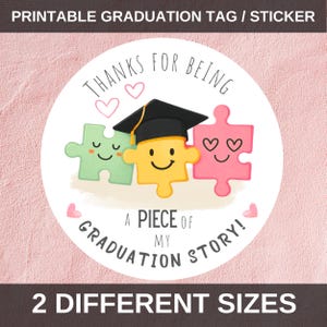 Personalisierte Graduierung Danke Geschenkanhänger Aufkleber Etikett, bearbeitbare niedliche Puzzles Klasse von 2025 Glückwunsch grad Favor Tag, DRUCKBARER DOWNLOAD