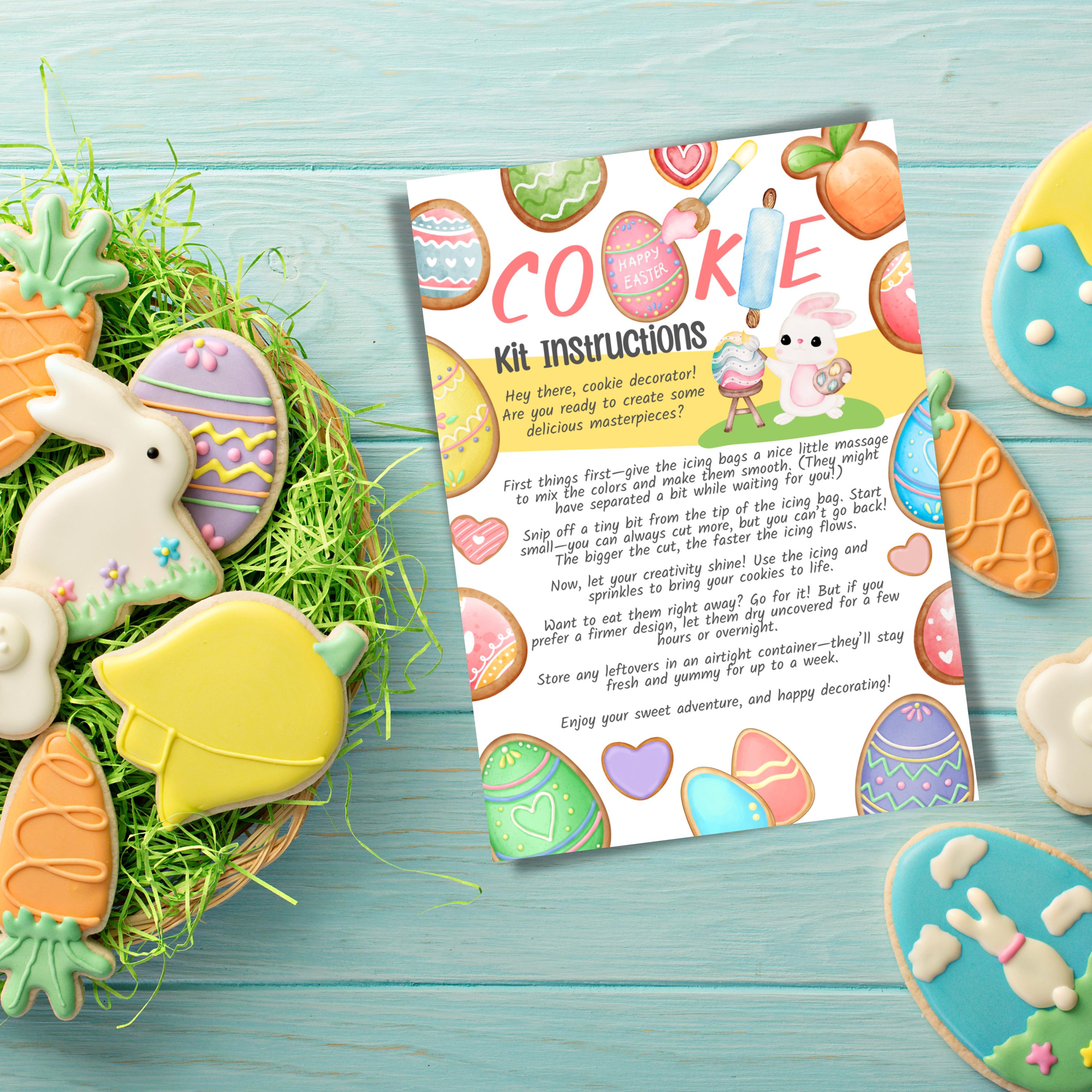 Printable DIY Cookie Kit Instructions Card, Decorate Your Own Easter ...