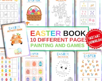 Printable Easter Games, Coloring and Activity Pages, Preschool Activity Pack, Kindergarten, Easter Homeschool, Coloring Instant Download