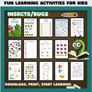 Insects Activity Book for Toddlers: Preschool Learning Worksheets (45 Pages, PDF Download)