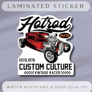 2 Vintage Racer Car Stickers Die Cut Sticker for Car Enthusiasts Gift Toolbox Sticker Retro Car Sticker Garage Sticker Car Lover Sticker