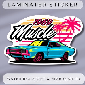 2 Muscle Car Stickers Die Cut Sticker Garage Decor Sticker for Toolbox Water Bottle Sticker Retro Car Sticker Vintage Car Sticker Gift Idea
