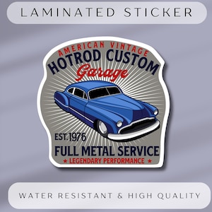 2 sterben geschnittene klassische Auto Aufkleber für Garage Dekor Aufkleber für Werkzeugkiste Retro Autoaufkleber für Auto-Liebhaber Geschenkidee für Wasserflasche Vintage
