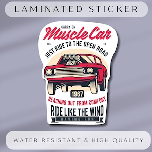 2 Muscle Car Stickers Bundle Retro Garage Sign Sticker Garage Decor Toolbox Sticker Die Cut Sticker for Car Lovers Car Enthusiast