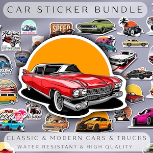 2 Aufkleberpaket 34 Autoaufkleber Klassisches Auto Sticker Pack Werkzeugkasten Aufkleber Garage Aufkleber LKW Aufkleber für Autos Aufkleber für Journalling