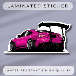 2 Car Stickers Pink Sports Car Sticker Car Lover Sticker Die Cut Sticker for Car Enthusiast Toolbox Sticker Garage Decor Sticker Bomb