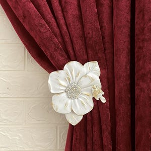 Set Of 2 Curtain Hook Tiebacks - Decorative Rose Tie Back Holders - Wall Mount Curtain Holder - Gold, Silver, White, Antique