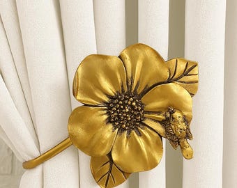 Rose Curtain Tiebacks (Set of 2): Decorative Wall Mount Holders