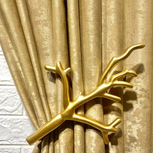 Gold Tree Branch Curtain Tie Backs - Elegant Iron Holder (Pack Of 2)