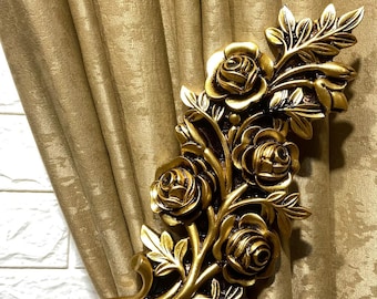 Gold Leaf Curtain Holdbacks: Elegant Curtain Accessories, Set of 2