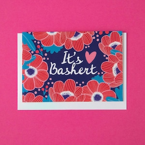 It’s Bashert LGBTQ Wedding or Anniversary Card – Red Anemone Heart – Wedding, Love, or Anniversary Card for Any Jewish Couple