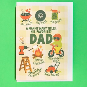 Carte de fête des pères pour papa ou grand-père - Un homme aux nombreux titres - Carte de papa bricolage pour l'extérieur - Intérieur vierge