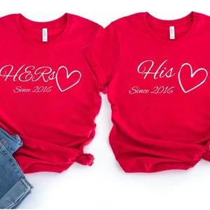 Camisetas personalizadas para parejas a juego para el día de San Valentín, regalo de aniversario para él y para ella, linda camiseta para parejas, camiseta unisex, San Valentín
