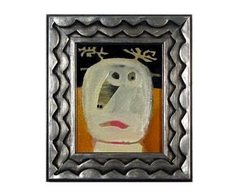 Reindeer Painting #09 - created 2014. One of a kind, elegantly framed, small original oil painting on canvas by Brad Nack