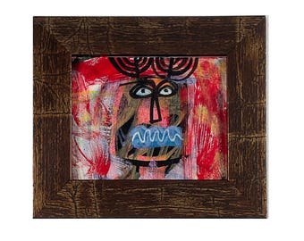 Reindeer Painting #36 - created 2022. Elegantly framed, small original one of a kind oil painting on canvas by Brad Nack