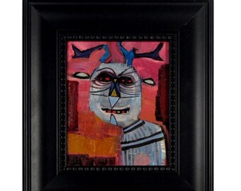 Reindeer Painting #33 - created 2008. One of a kind, elegantly framed, small original oil painting on canvas by Brad Nack