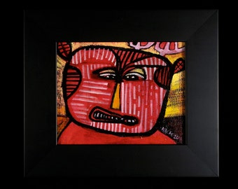 Reindeer Painting #17 - created 2011. One of a kind, elegantly framed, small original oil painting on canvas by Brad Nack