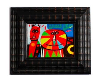 Reindeer Painting #24 - created 2022. Elegantly framed, small original oil painting on canvas by Brad Nack