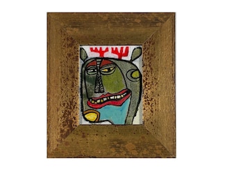 Reindeer Painting #31 - created 2022. Reindeer Painting - Elegantly framed, small original oil painting on canvas by Brad Nack