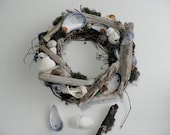 Driftwood Beach Wreath with Seashells and Sea Glass - Made to Order