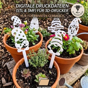 Wichtel Gartenstecker STL 3MF Datei – 11 Motive 3D Druck Vorlage Weihnachten – Blumenstecker Wichtel Deko Digitaler Download